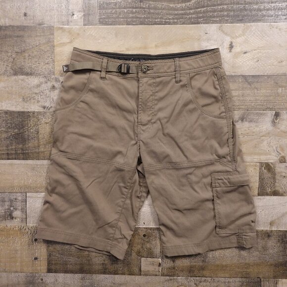 Prana Stretch Zion Shorts Men's 32 Taupe Brown Hiking Utility Belted Cargo - Picture 1 of 11